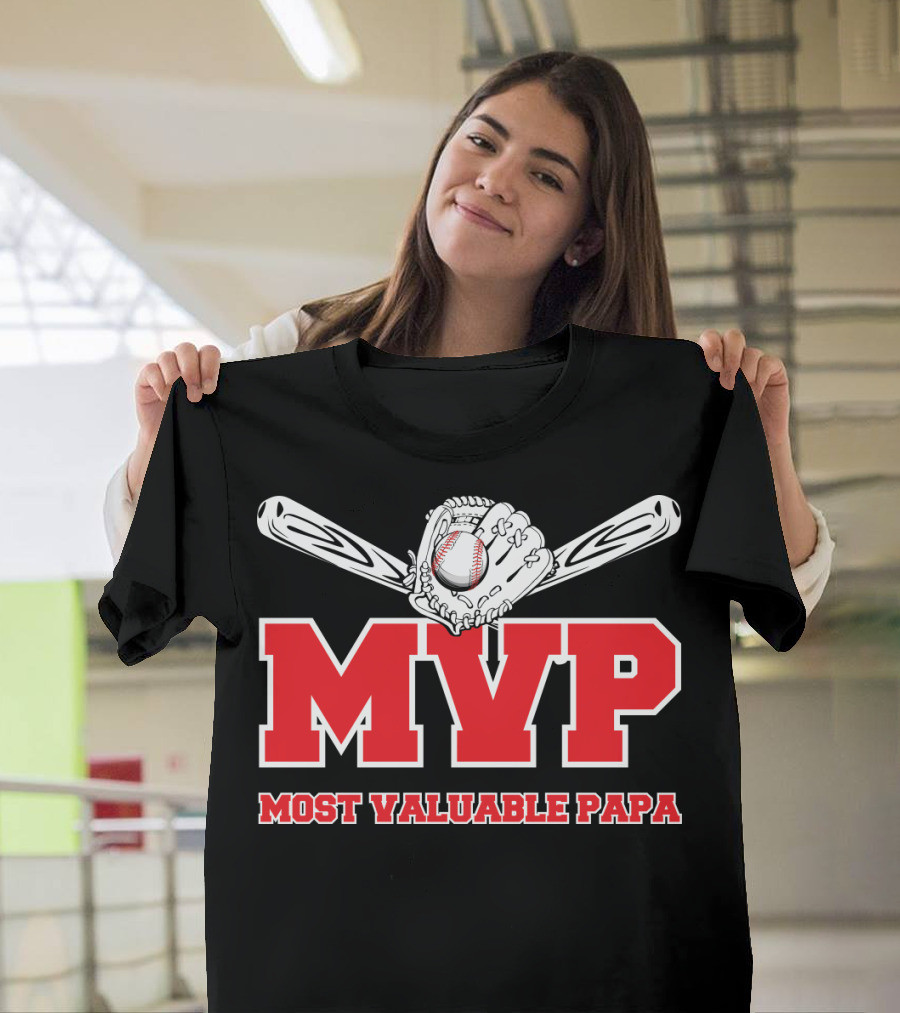 MVP Most Valuable Papa Baseball Glove and Bat T-Shirt