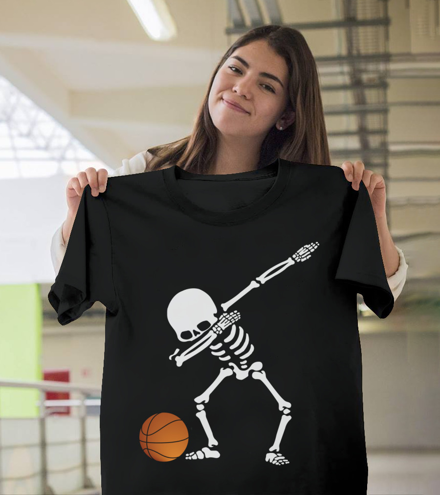 Basketball Skeleton Dabbing With Ball T-Shirt