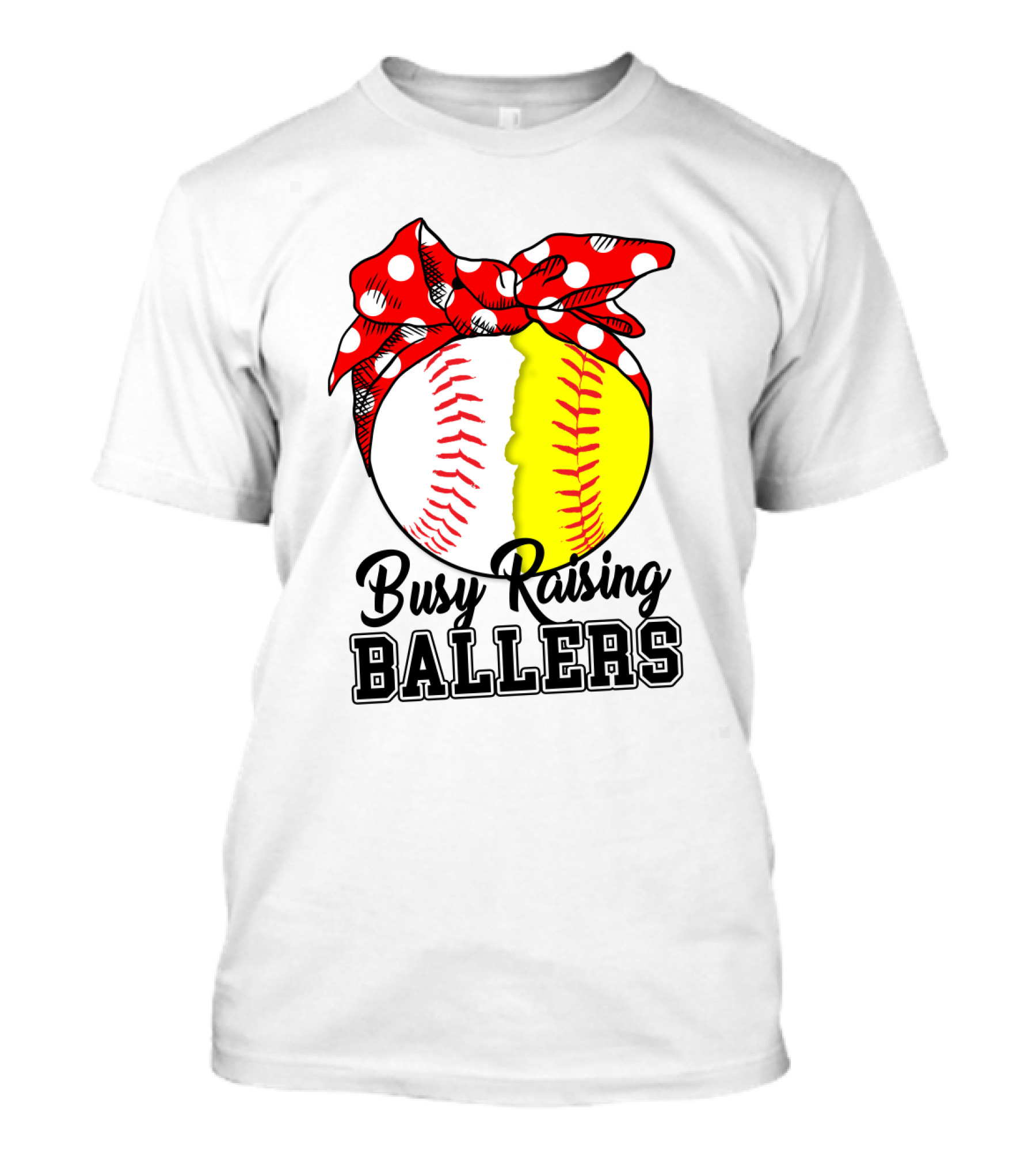 Busy Raising BALLERS Softball Baseball Polka Dot Bandana T-Shirt