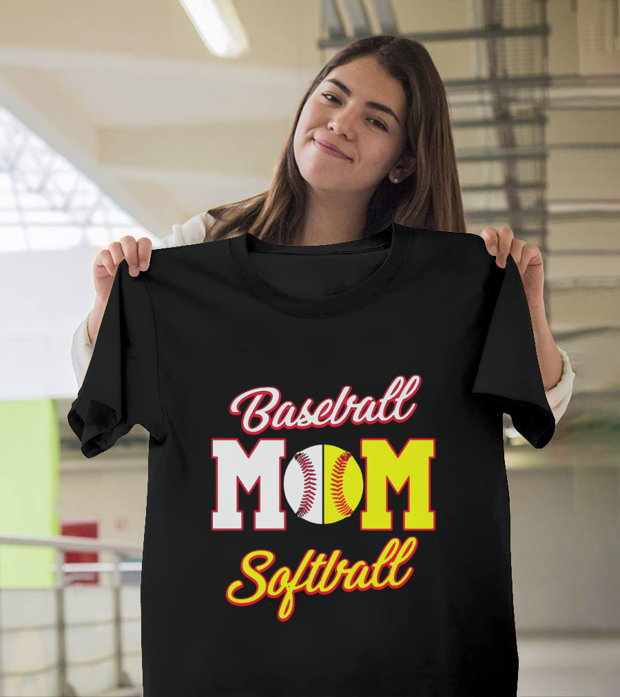 Baseball MOM Softball Split Ball T-Shirt