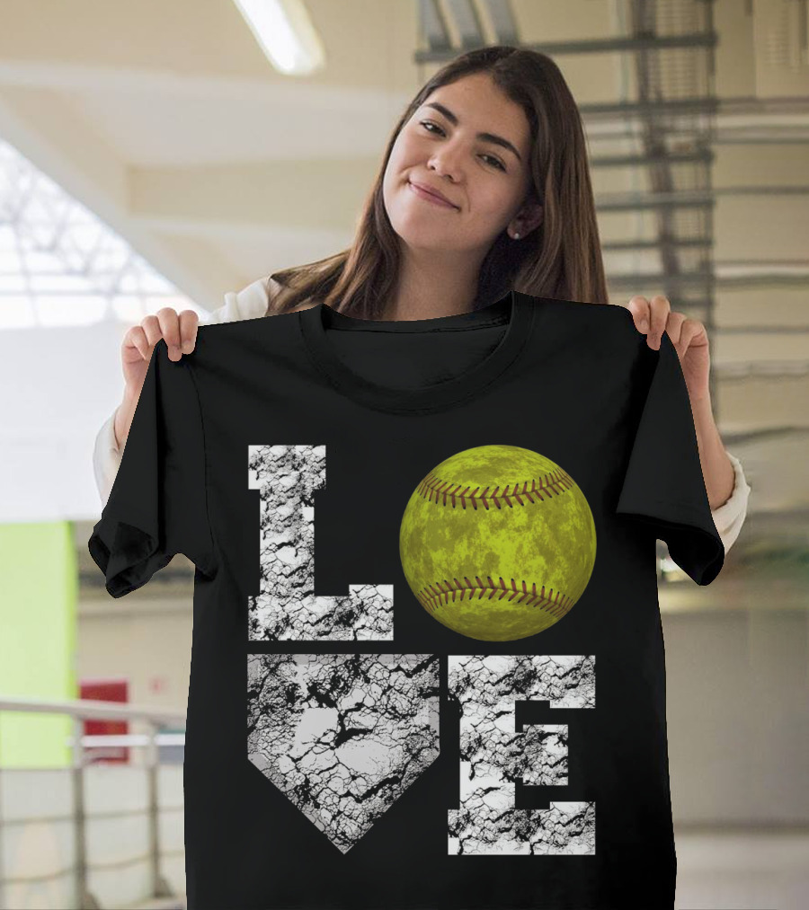 LOVE Softball Home Plate Grunge T-Shirt