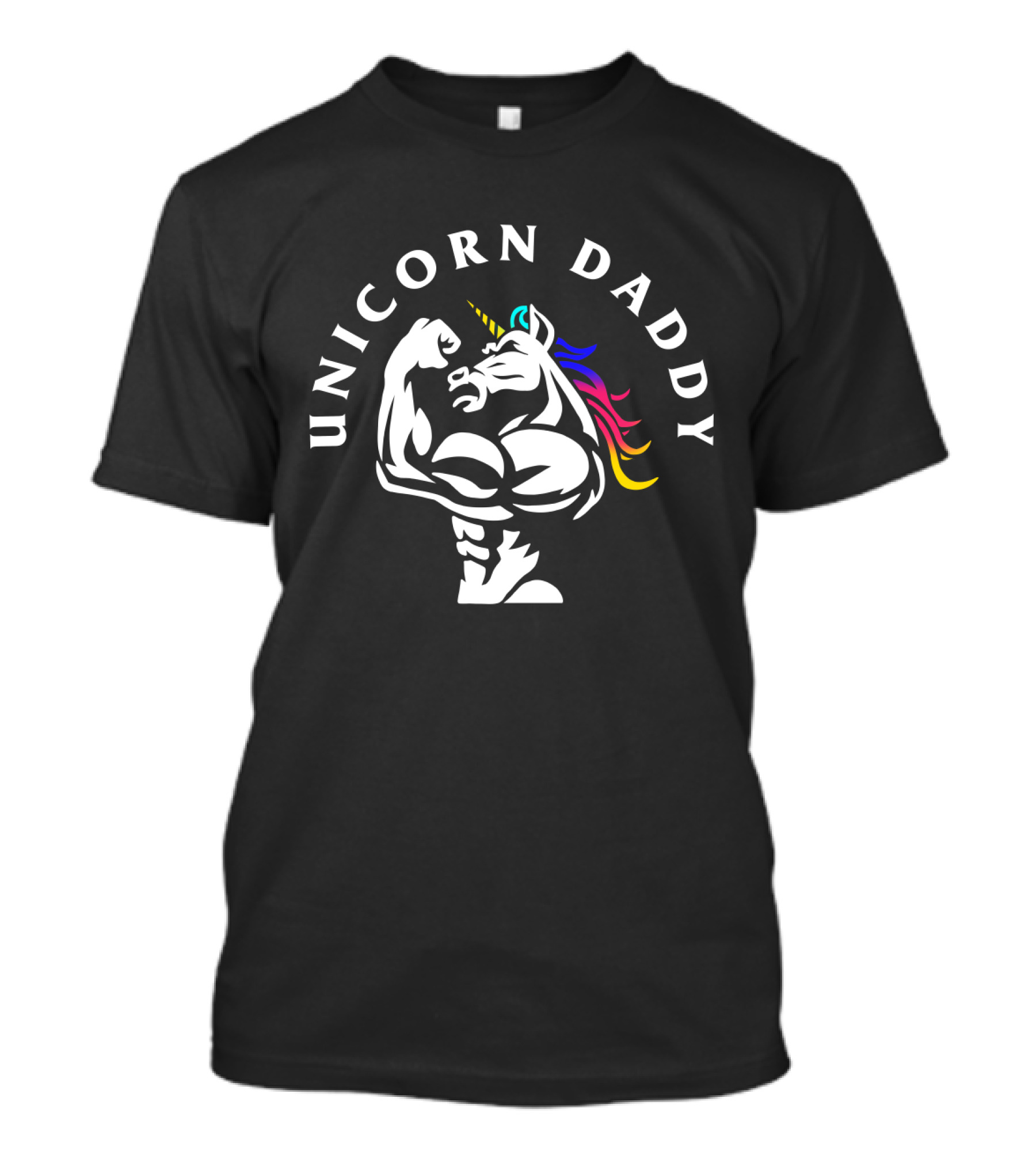 Unicorn Daddy Muscle Flexing Weight Lifting T-Shirt