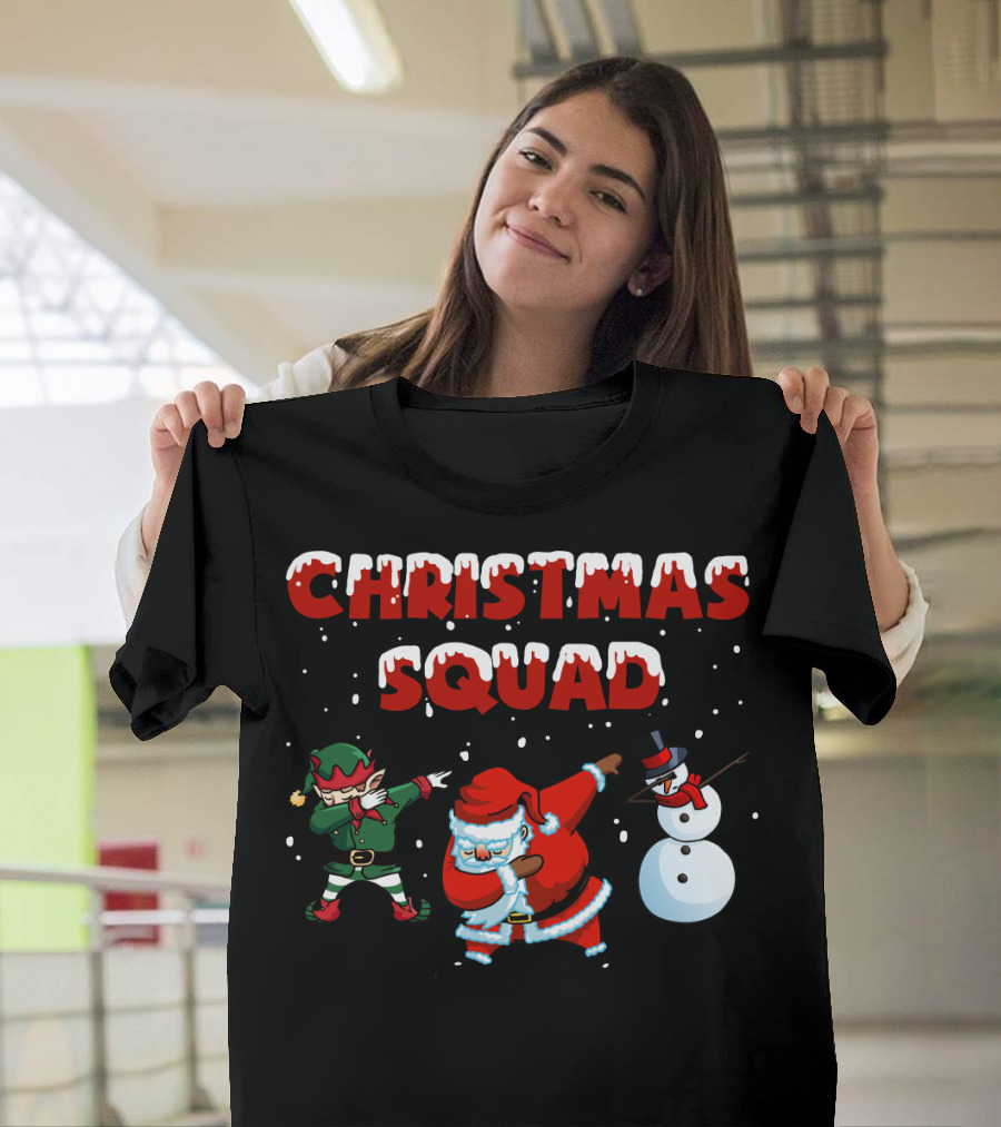 Christmas Squad Santa Elf Snowman Dabbing T-Shirt