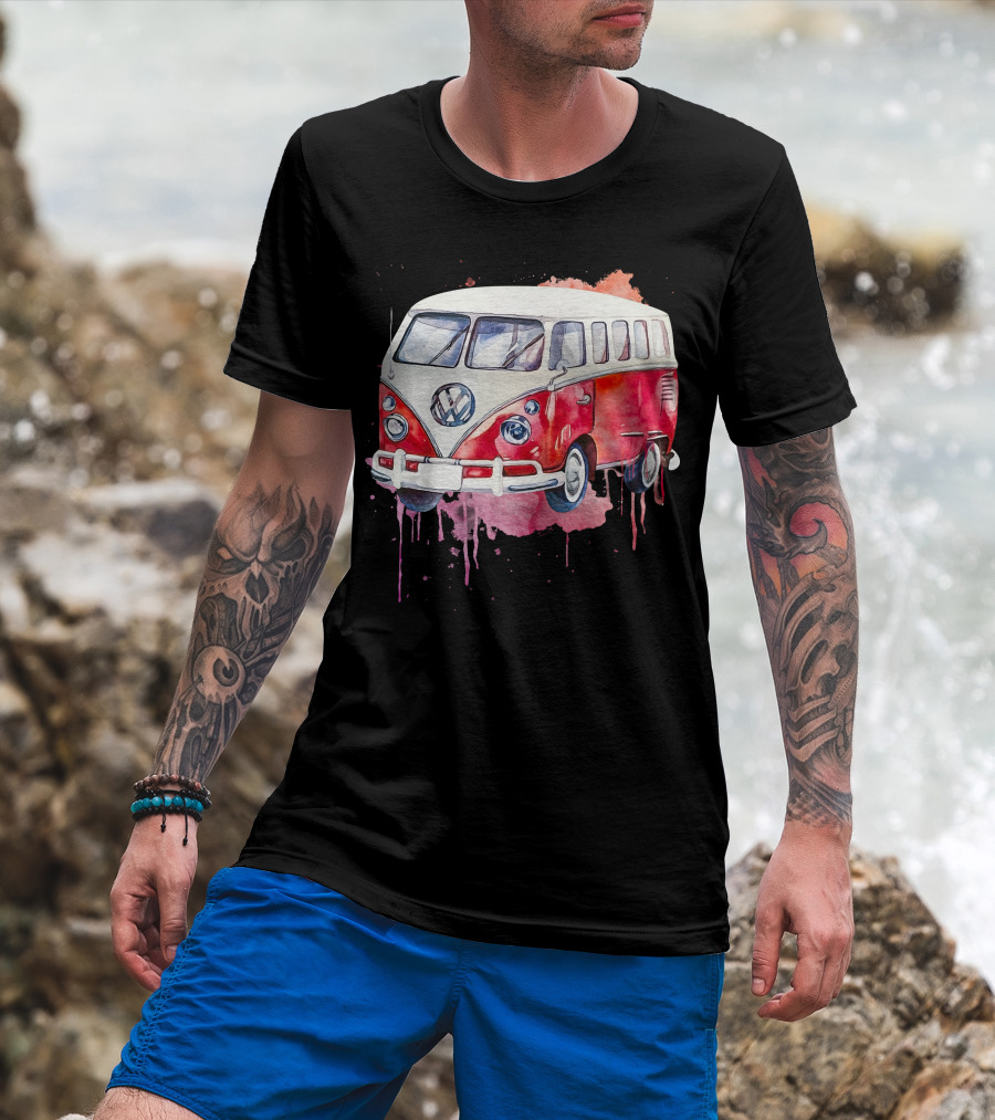 Volkswagen Camper Van Watercolor T-Shirt