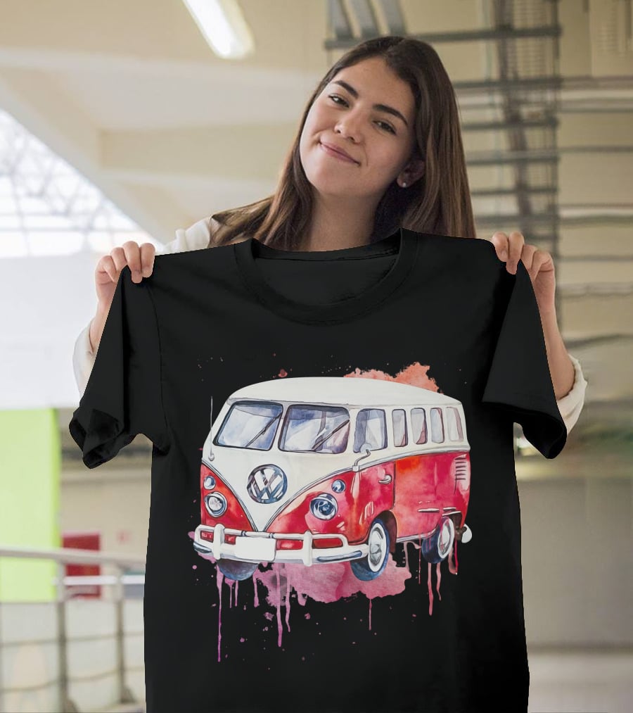 Volkswagen Camper Van Watercolor T-Shirt