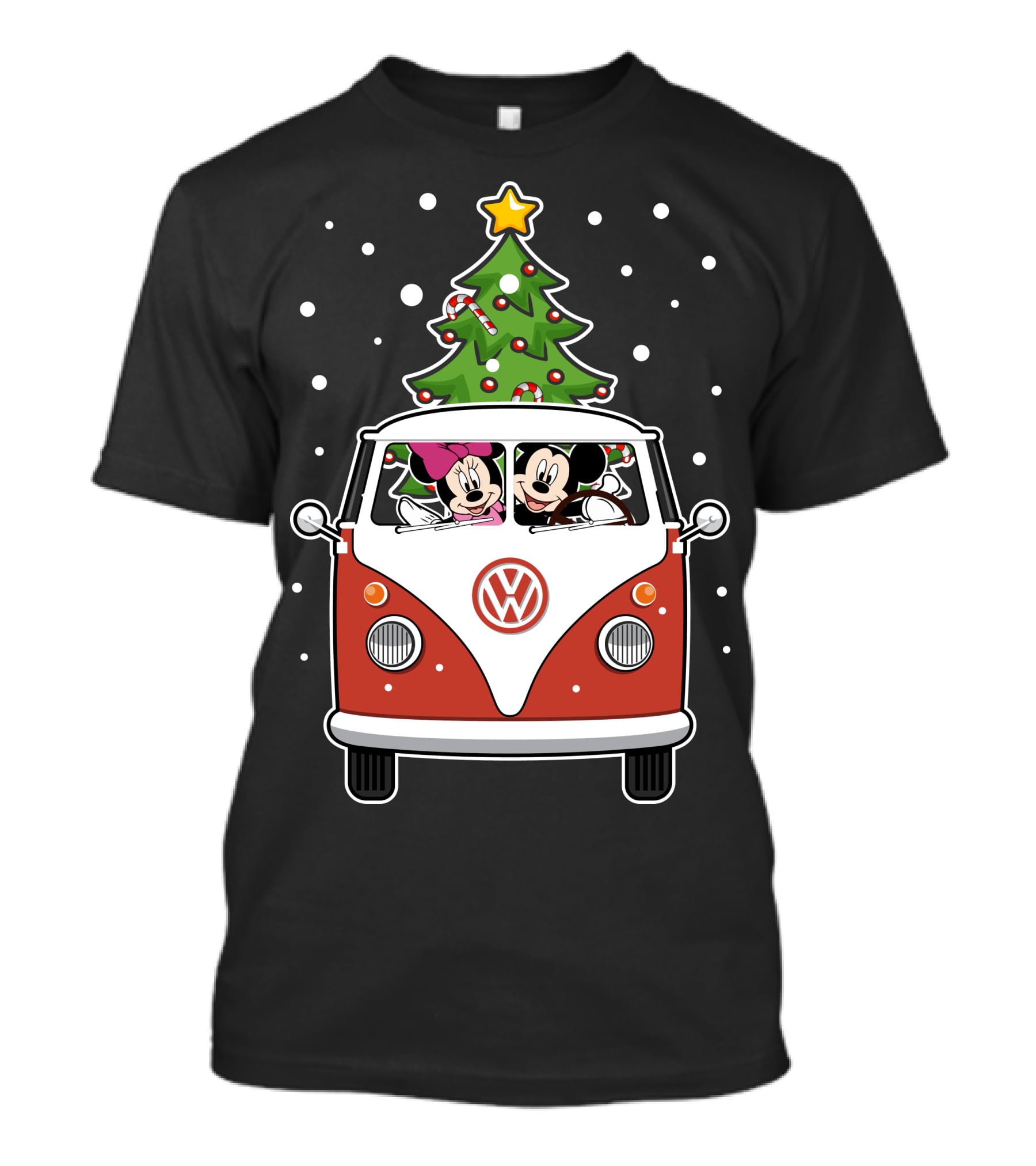 Volkswagen Christmas Van With Mickey And Minnie T-Shirt