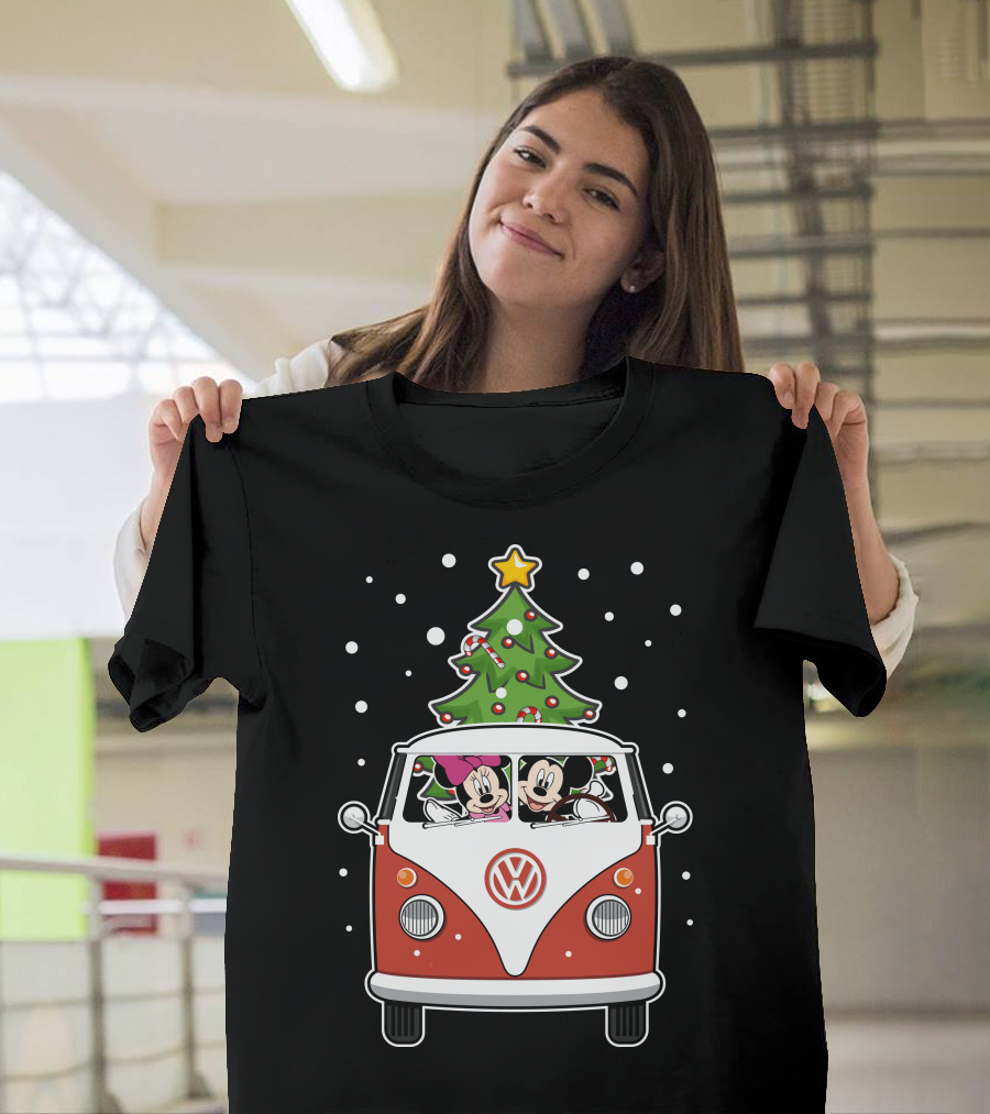 Volkswagen Christmas Van With Mickey And Minnie T-Shirt