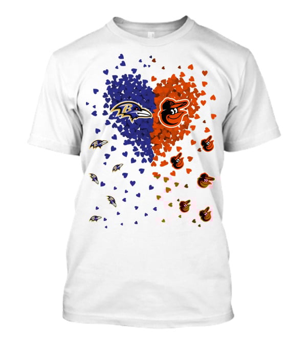 Heart Ravens Orioles Baltimore Football Baseball Mix T-Shirt