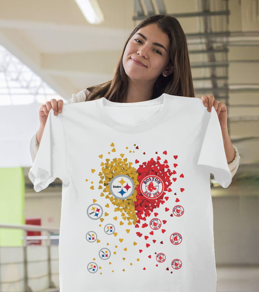 Steelers Pittsburgh Boston Red Sox Hearts T-Shirt