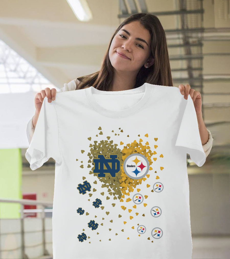Notre Dame Steelers Heart Logo Explosion T-Shirt