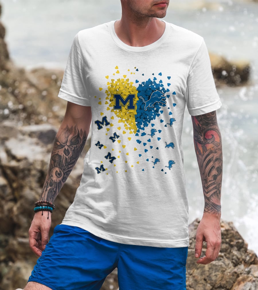 Michigan Wolverines Detroit Lions Heartburst T-Shirt