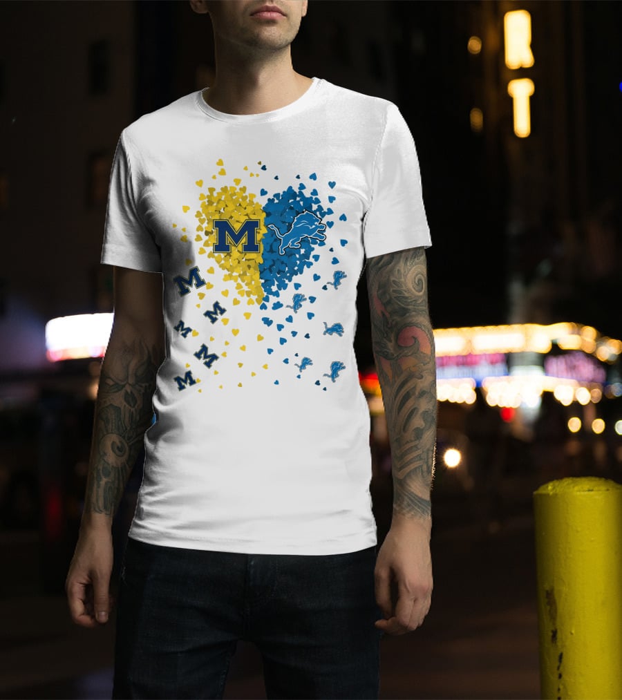 Michigan Wolverines Detroit Lions Heartburst T-Shirt