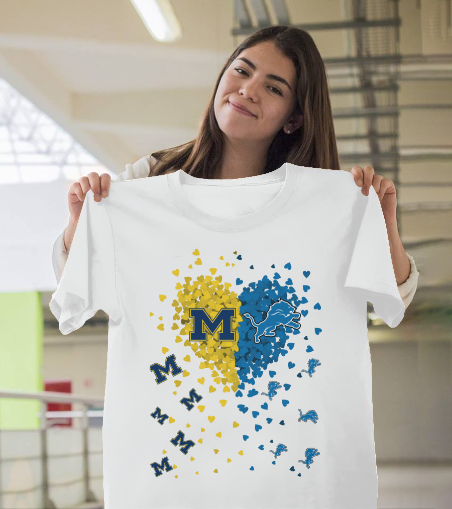 Michigan Wolverines Detroit Lions Heartburst T-Shirt