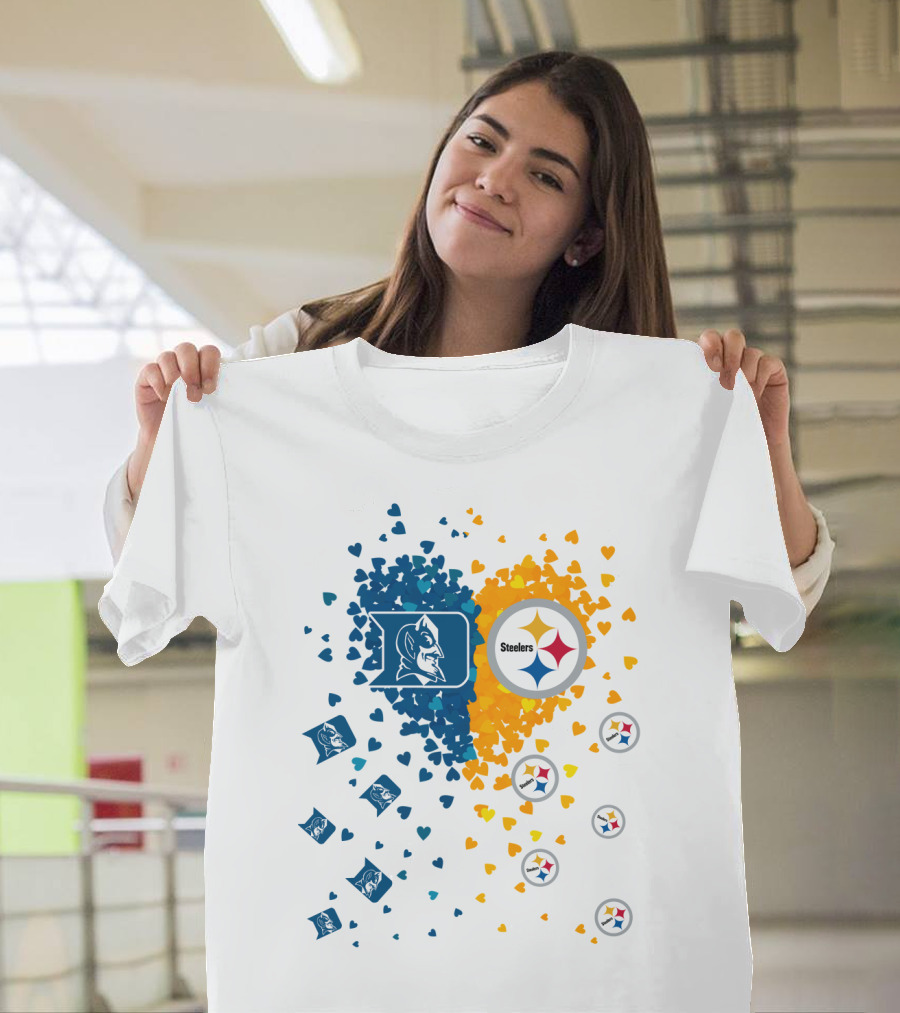 Heart Duke Blue Devils Pittsburgh Steelers Fan Allegiance T-Shirt