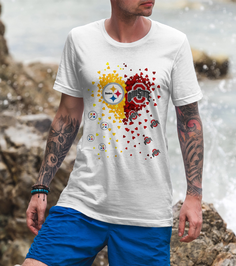 Steelers Ohio State Heart Collage T-Shirt