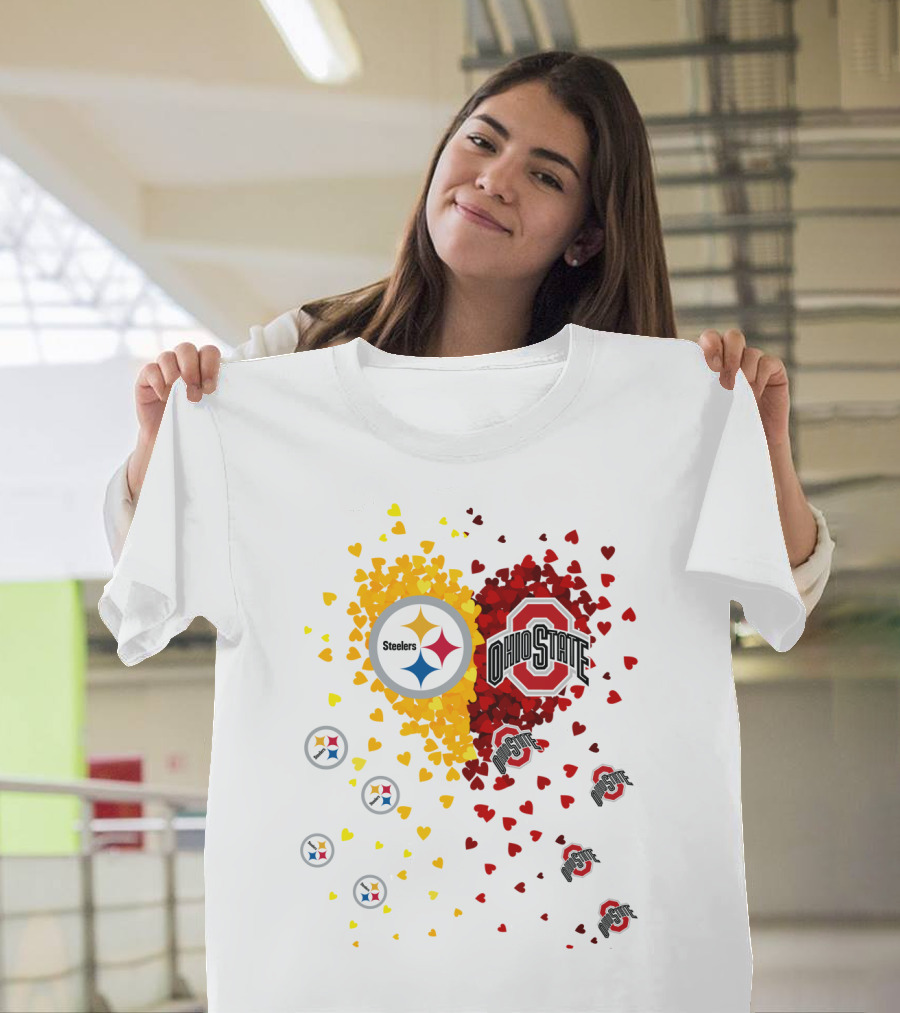 Steelers Ohio State Heart Collage T-Shirt