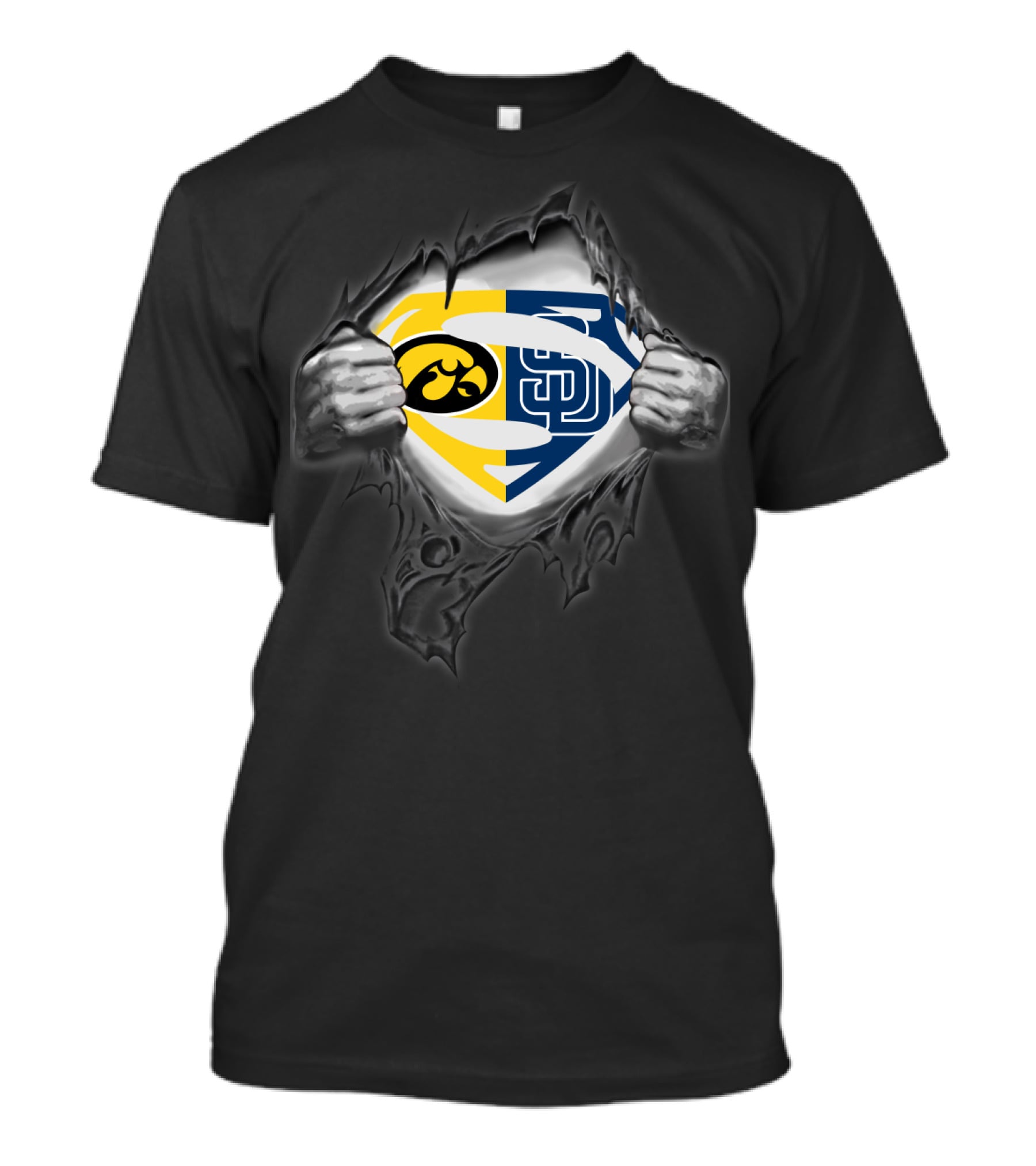 Hawkeyes San Diego Padres Superman Logo Fusion T-Shirt