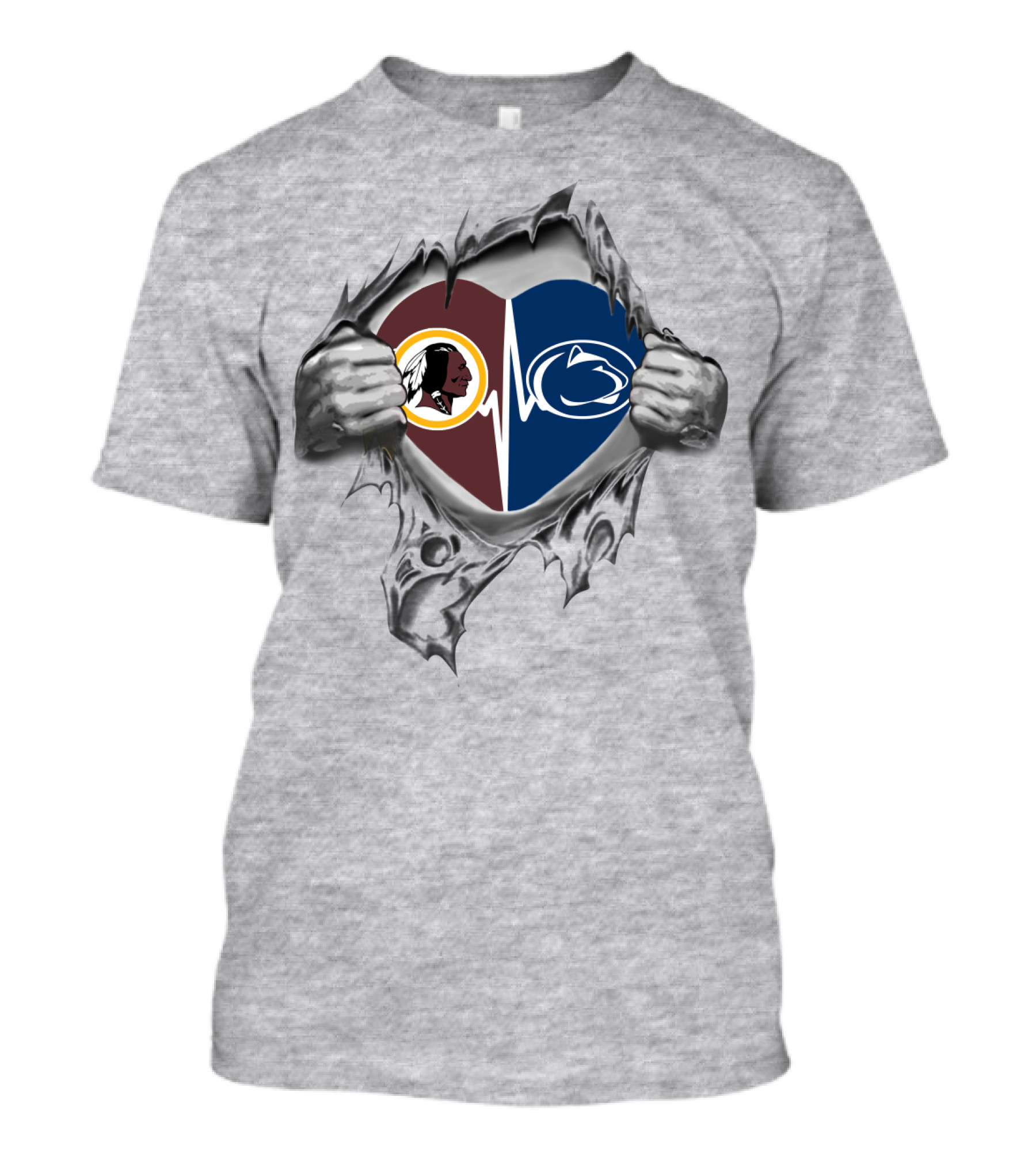 Washington Redskins Penn State Heart Rip Dual T-Shirt