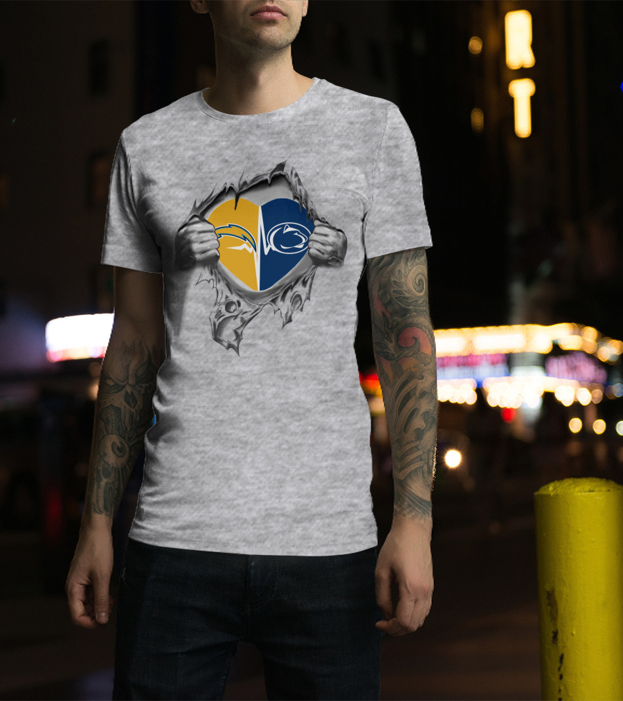 Los Angeles Chargers Penn State Heart Rip T-Shirt