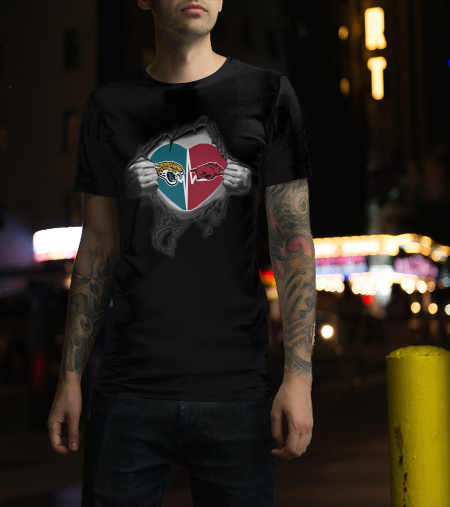 Jacksonville Jaguars Arkansas Razorbacks Heart T-Shirt