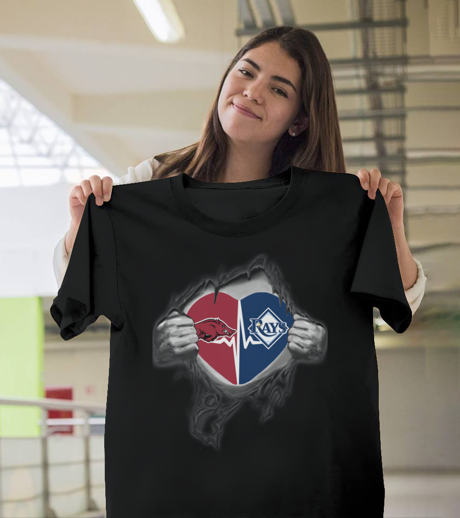 Arkansas Razorbacks Tampa Bay Rays Heart T-Shirt