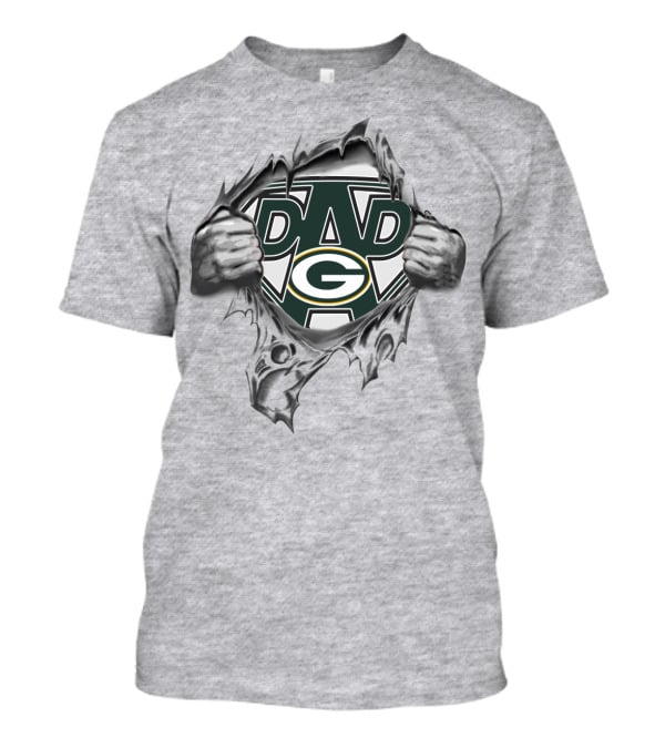 Super Dad Green Bay Packers Logo Tear Reveal T-Shirt