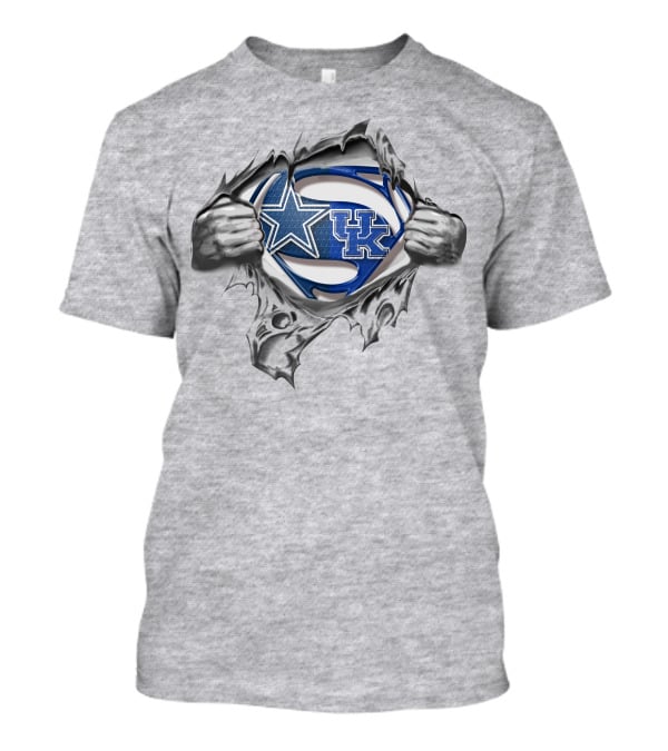 Dallas Cowboys Kentucky Wildcats Superman Logo Fusion T-Shirt