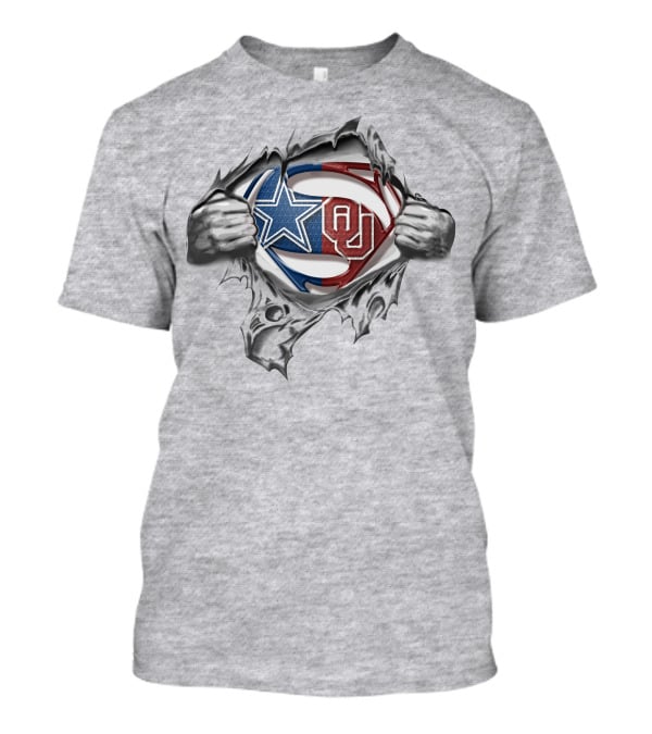 Dallas Cowboys Oklahoma Sooners Superman Logo Fusion T-Shirt