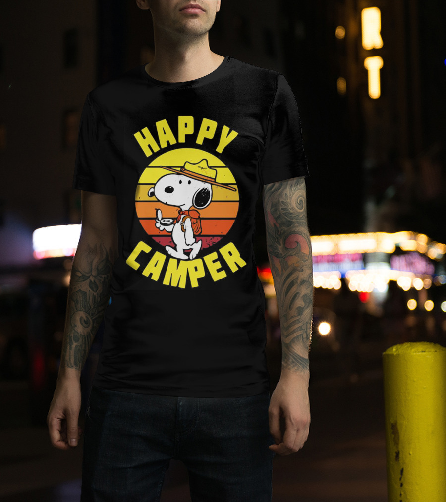 Snoopy Happy Camper Vintage Sunset Peanuts T-Shirt