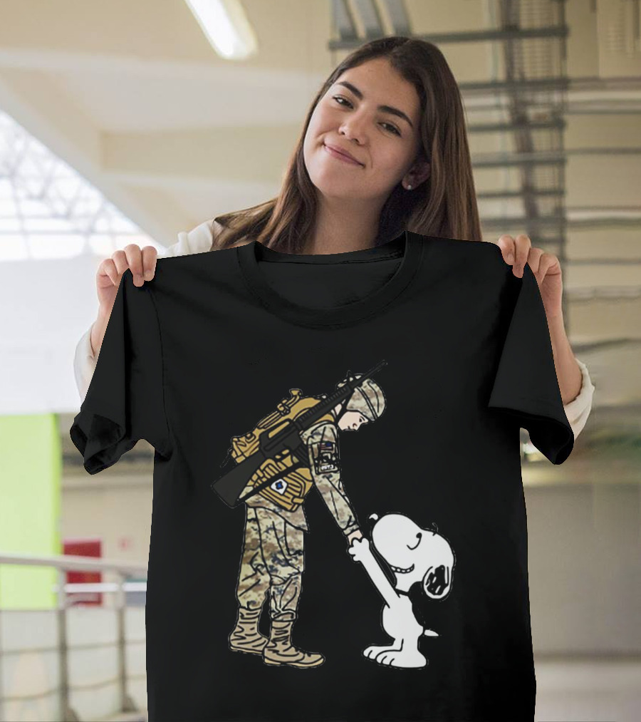 Veteran and Snoopy Dog Saluting Friendship T-Shirt