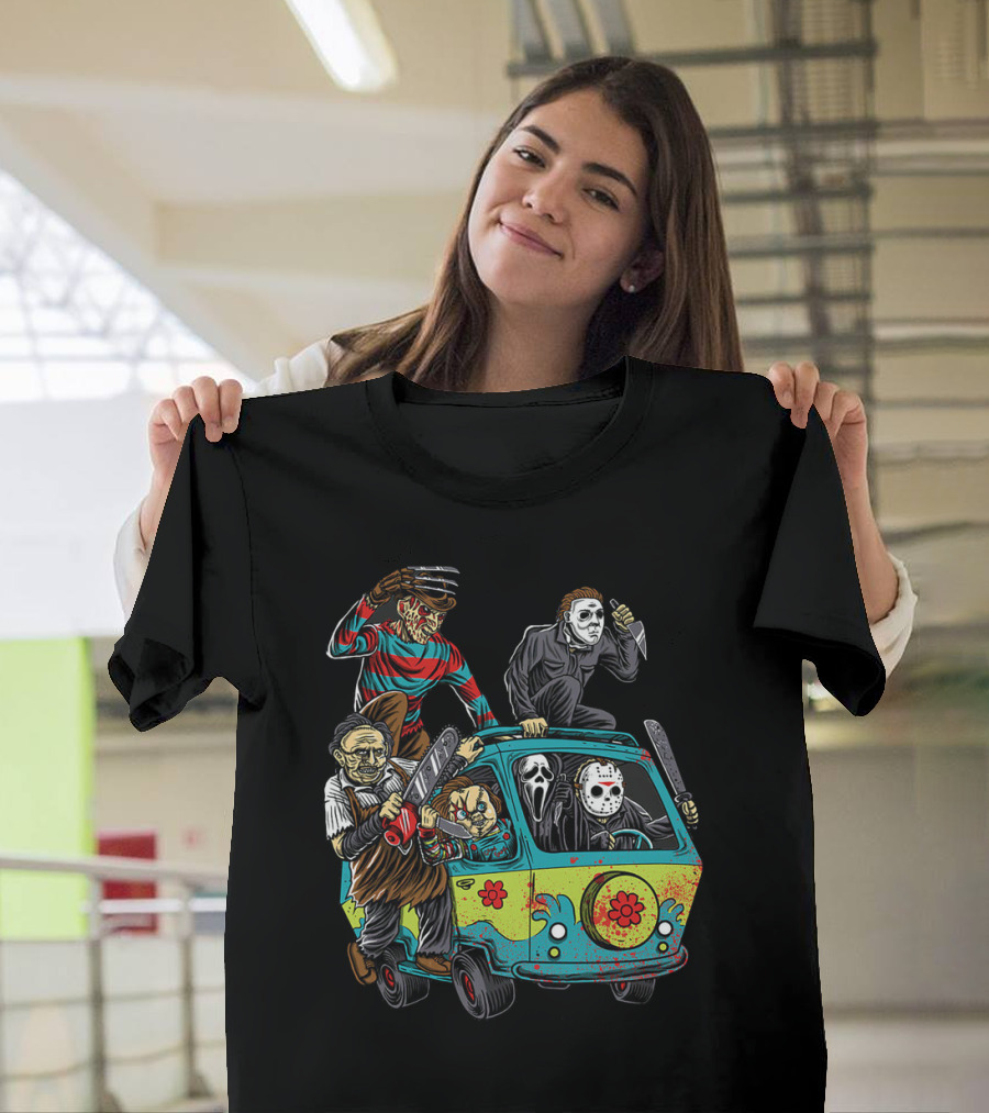 The Massacre Machine Horror Icons Funny Movie Mashup T-Shirt
