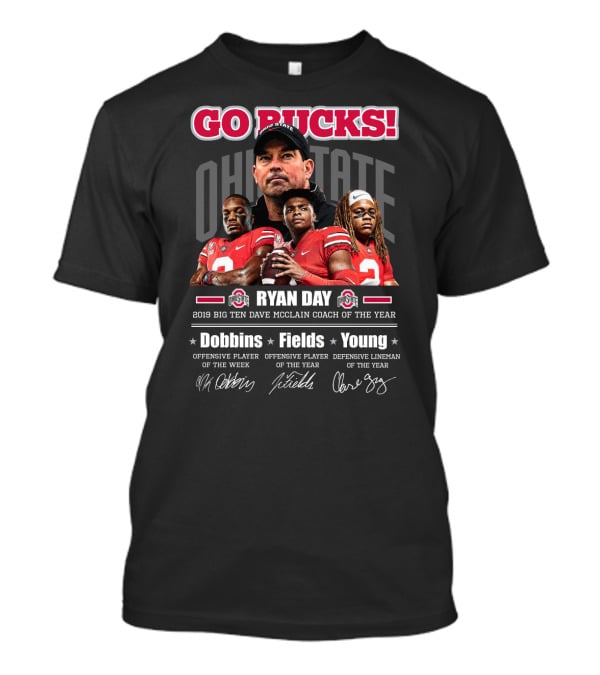 Go Bucks Ohio State Ryan Day Dobbins Fields Young Big Ten Coach Of The Year T-Shirt