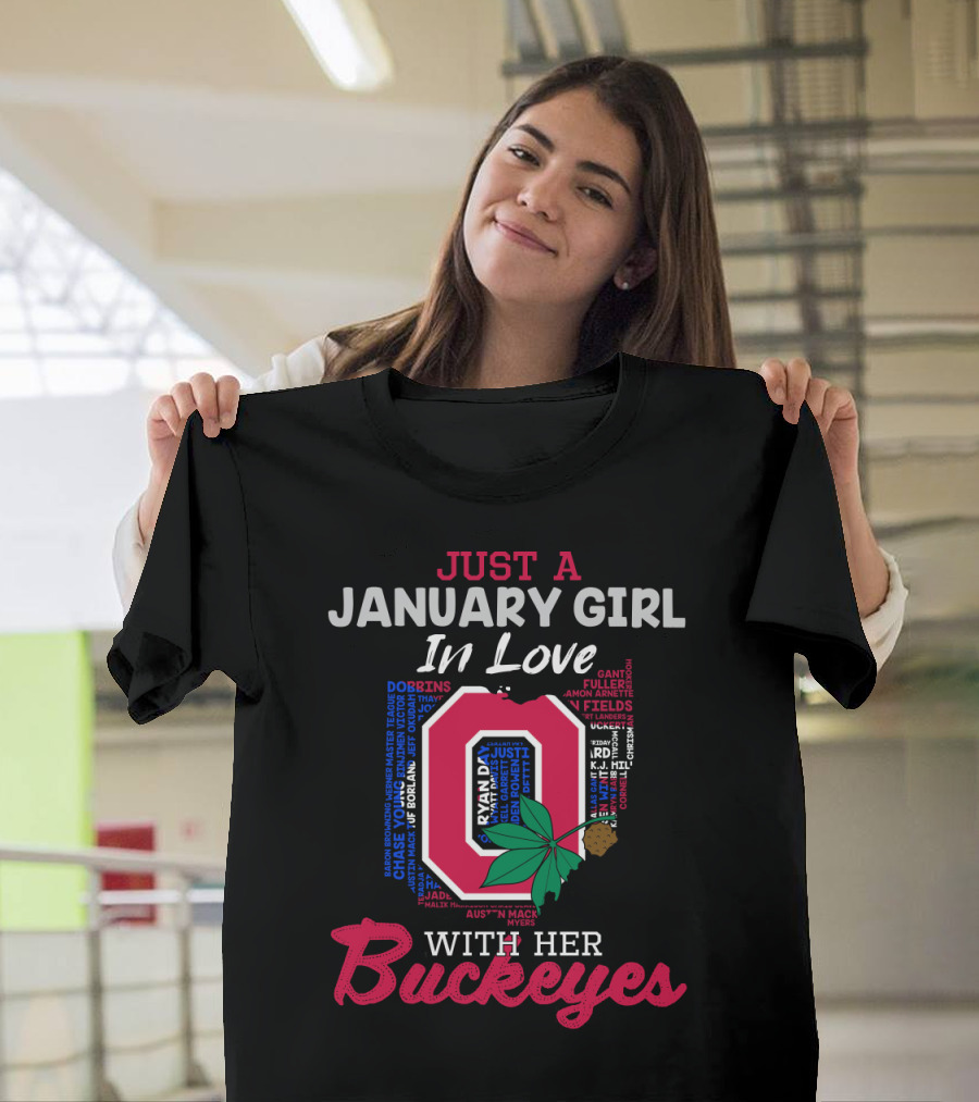 Just A January Girl In Love With Her Buckeyes Ohio 2112 Li02 T-Shirt