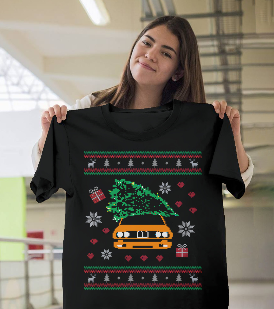 Orange Car With Christmas Tree Holiday T-Shirt