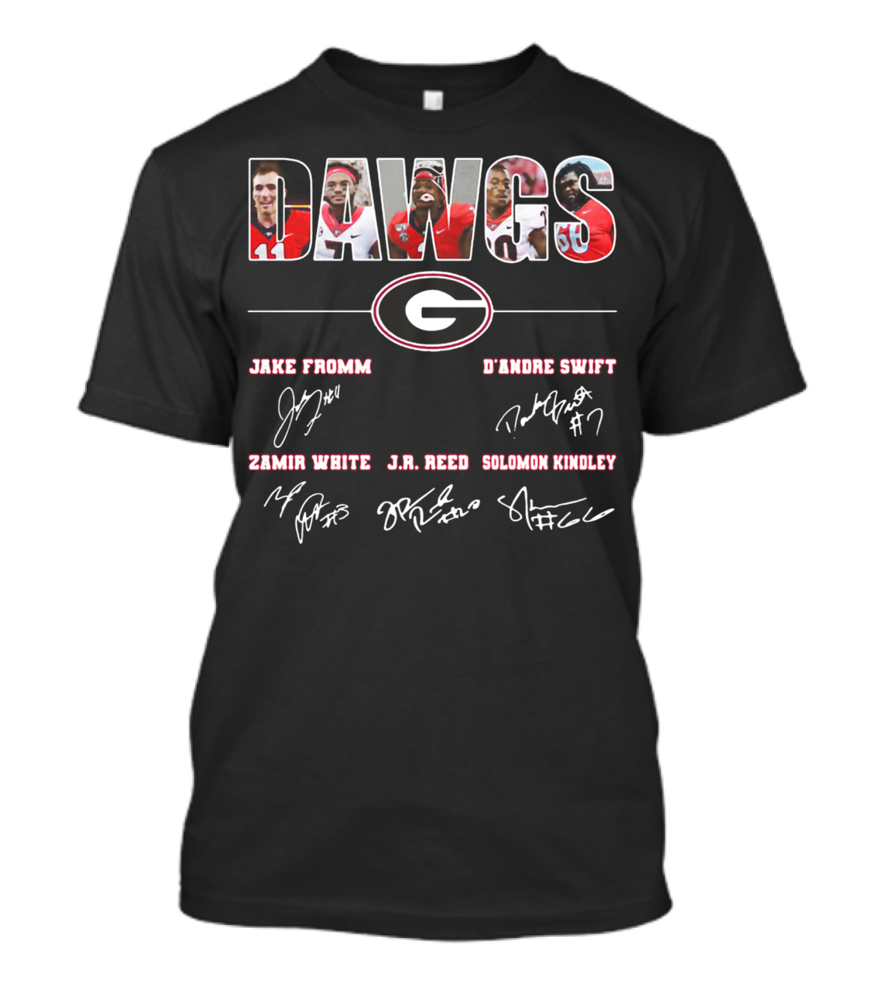 DAWGS Jake Fromm D'Andre Swift Zamir White J.R. Reed Solomon Kindley Georgia Football T-Shirt