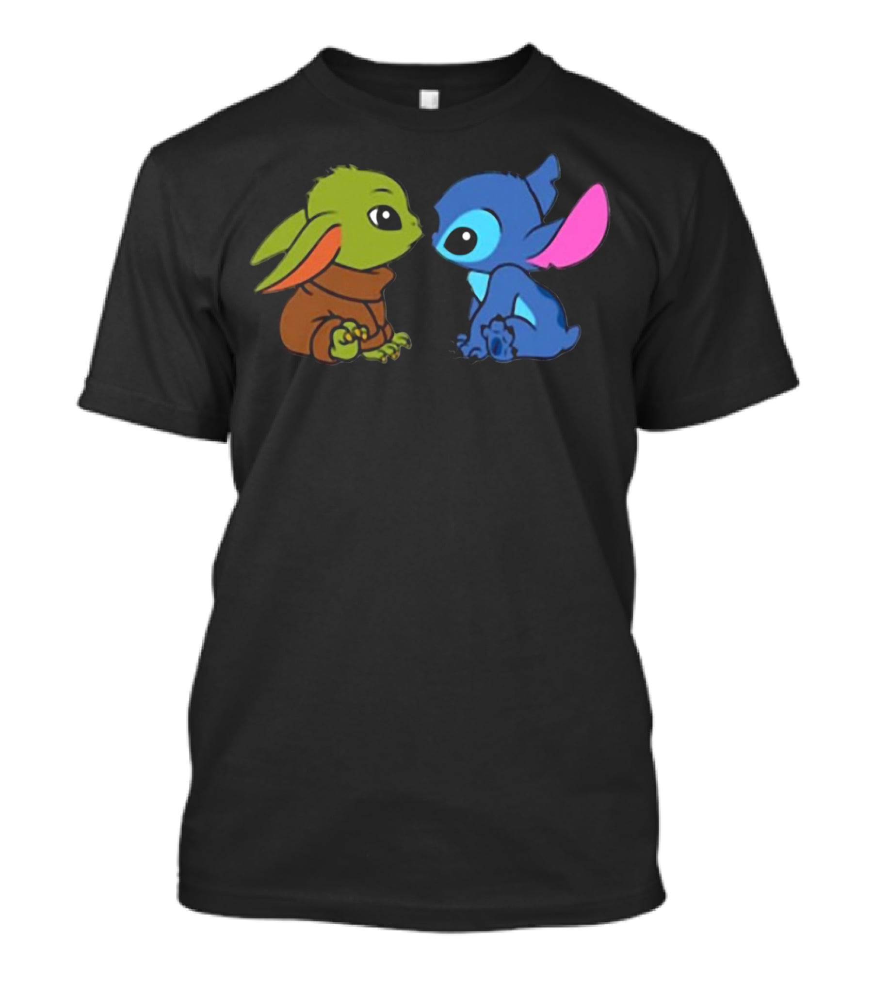 Baby Yoda And Baby Stitch Cute Characters Crossover T-Shirt