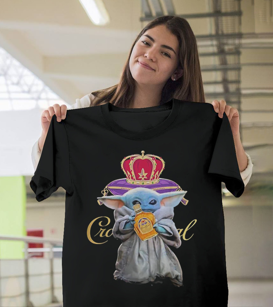 Baby Yoda With Crown Royal Bottle And Crown Icon Star Wars T-Shirt