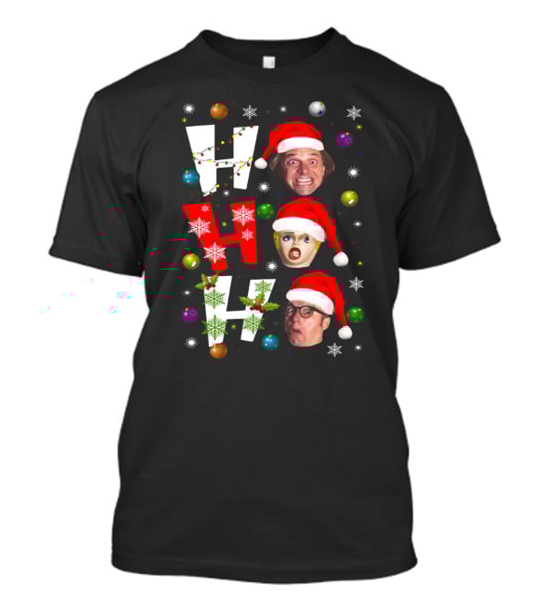Bottom Ho Ho Festive Santa Faces And Holiday Decorations T-Shirt