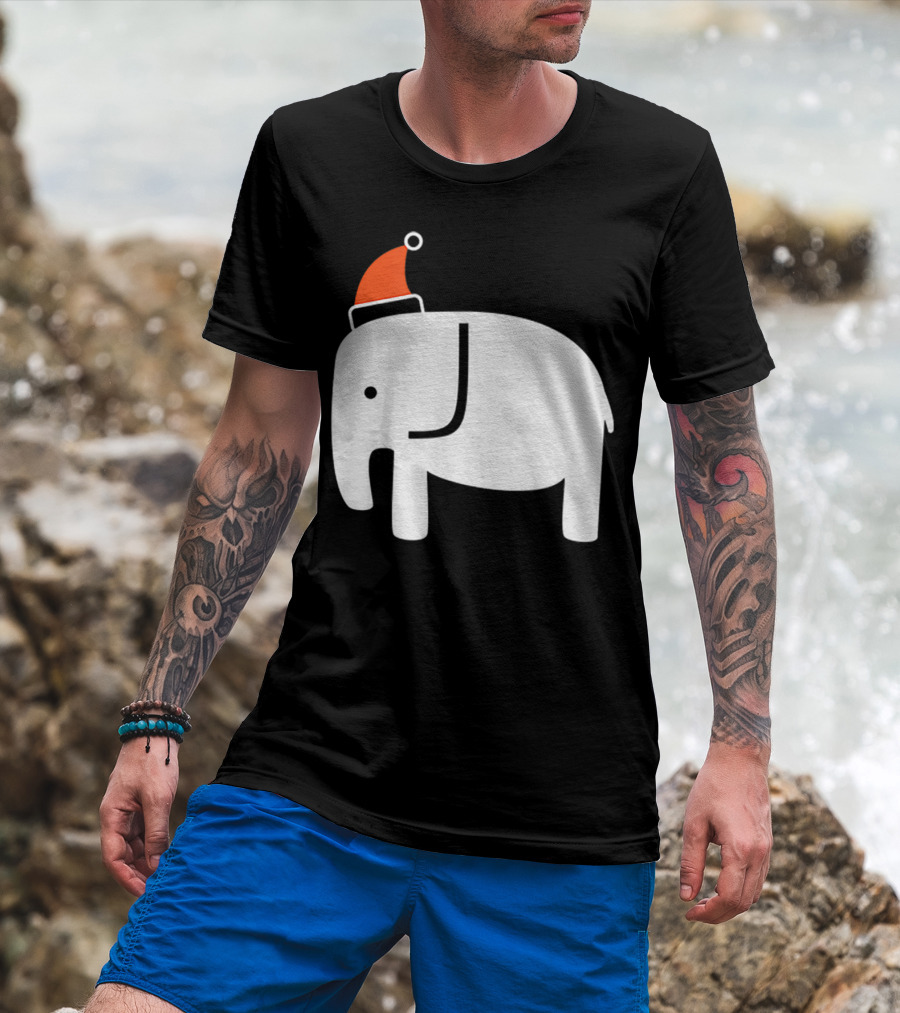 White Elephant Santa Hat Christmas T-Shirt