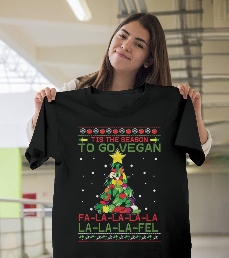 'Tis The Season To Go Vegan Fa-La-La-La-La La-La-La-Fel Veggie Tree T-Shirt