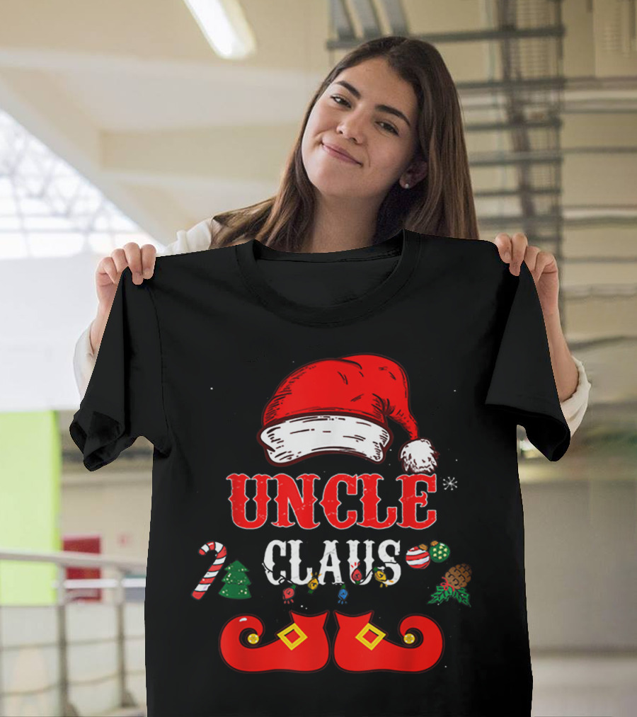 UNCLE CLAUS Santa Hat Candy Cane Christmas Ornaments Shoes T-Shirt