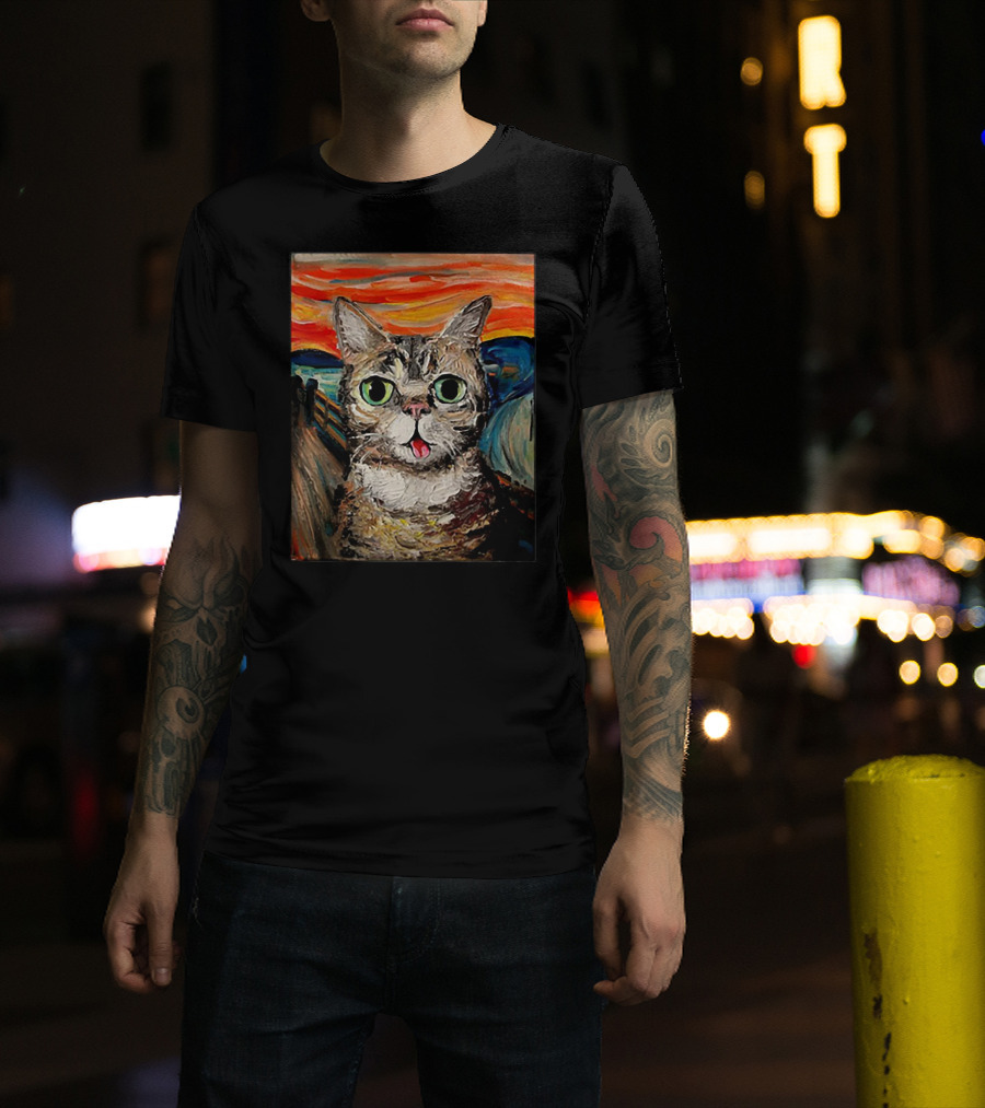 Lil Bub Cat The Scream Vincent Van Gogh T-Shirt