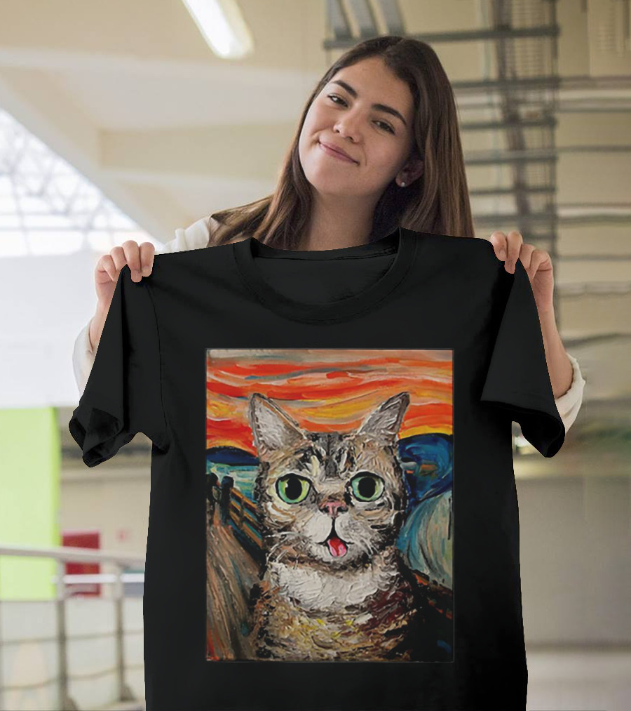 Lil Bub Cat The Scream Vincent Van Gogh T-Shirt