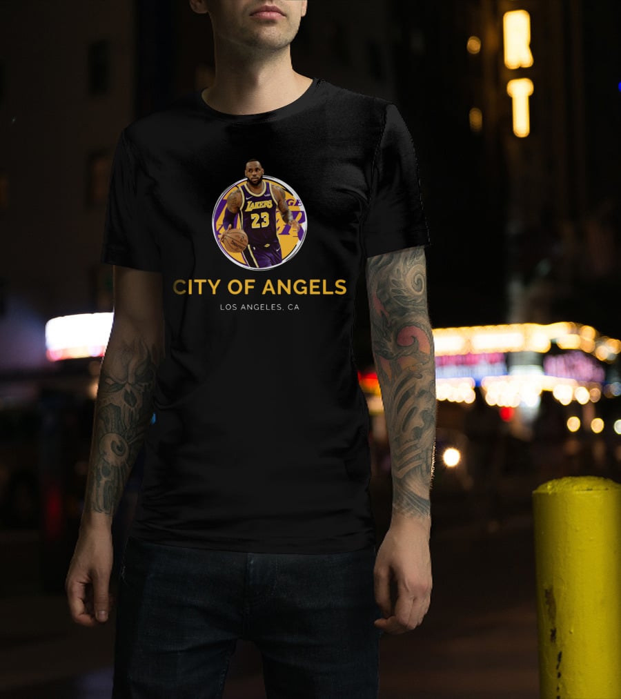 LeBron James Los Angeles Lakers #23 City Of Angels Los Angeles CA T-Shirt