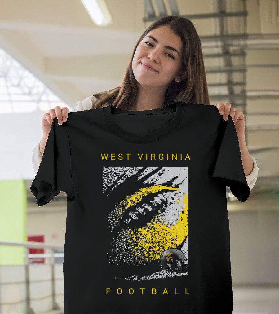 West Virginia Mountaineers Football Helmet And Textured T-Shirt