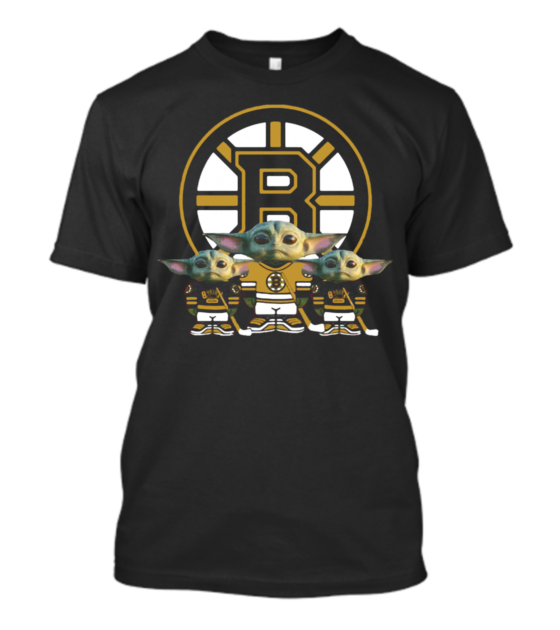 Boston Bruins Baby Yoda Trio NHL Hockey Team Mandalorian Star Wars T-Shirt