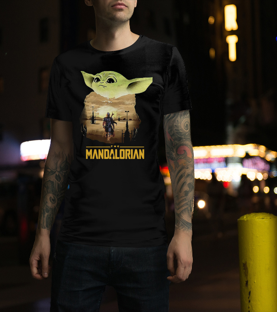 The Mandalorian Baby Yoda Sunset Scene T-Shirt