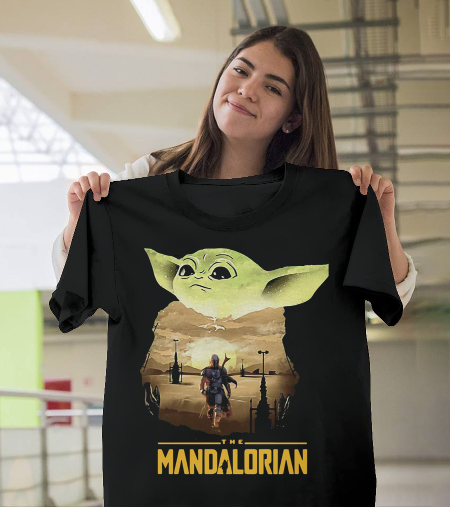 The Mandalorian Baby Yoda Sunset Scene T-Shirt