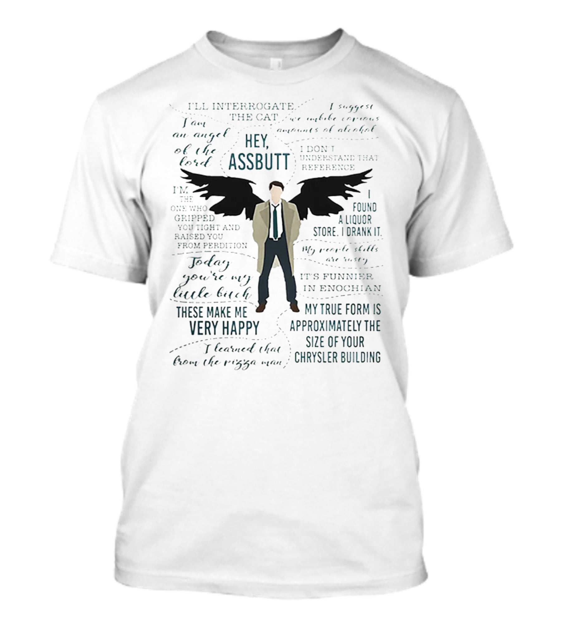 I'll Interrogate The Cat Hey Assbutt My True Form Is Approximately The Size Of Your Chrysler Building T-Shirt