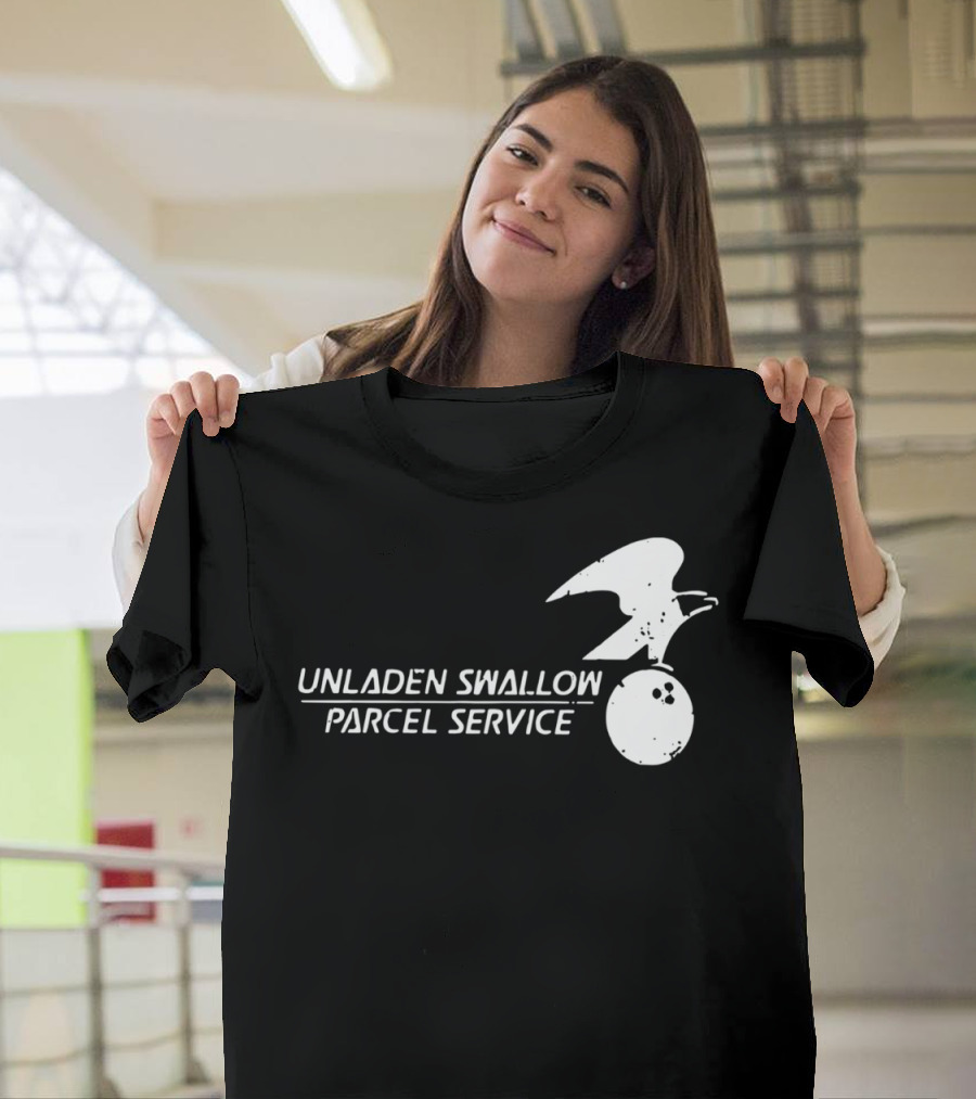 Unladen Swallow Parcel Service Monty Python Bowling Ball Bird T-Shirt